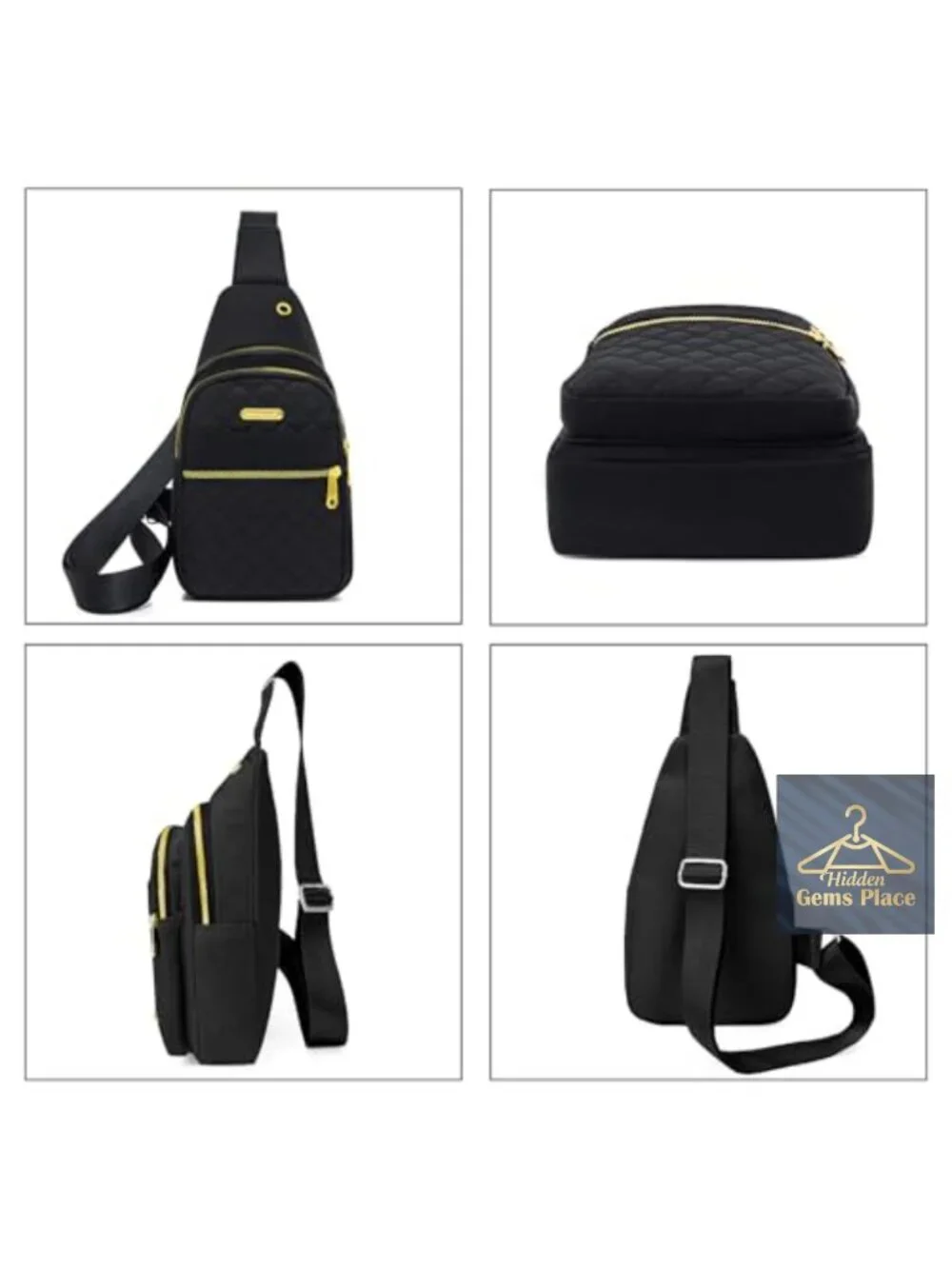 Small Nylon Crossbody Sling Bag with Adjustable Strap Multi-Pocket Lightweight
